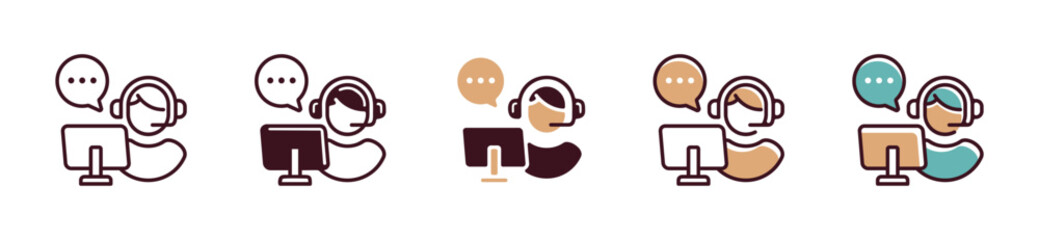 Poster - customer service icon set client assistant help care online live support symbol illustration