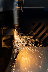Leinwandbilder - Automatic machine for cutting metal at work. Smart factory	