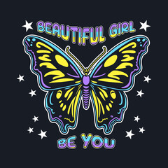 Wall Mural - Beautiful girl be you typographic illustration slogan for print t shirt.