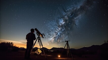 Wall Mural - observational astronomy. the use of telescopes and other instruments to observe and study celestial 