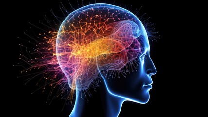 Wall Mural - the study of how the brain supports cognitive processes, cognitive neuroscience , generative ai
