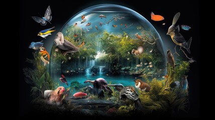 Wall Mural - the study of preserving and protecting biodiversity and ecosystems to prevent species extinction and