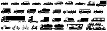 Vector Set Illustration Of Simple Deformed Various Types Of Car Icons Pictograms	