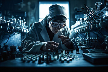 Wall Mural - scientist in a lab. research and experimenting concept. created with generative ai technology.