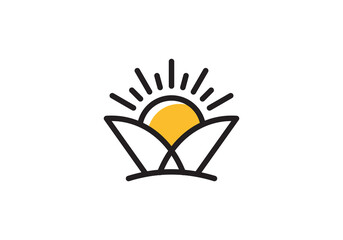 Sticker - crown and sun logo design icon vector