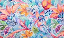  Watercolor-style Floral Tiles In Pastel Colors