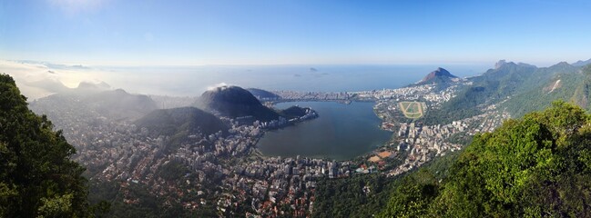 Canvas Print - Aerial cityscape Rio de Janeiro surrounded by buildings and water