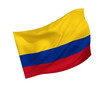 Simple 3D Colombia national flag in the form of a wind-blown shape