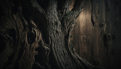 Wall Mural - Dark oak wooden rustic oak background. Generative AI