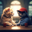 Funny Cats and Their Conversation created with Generative AI technology