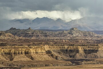 Sticker - Beautiful view of Earth forest landform in Zanda County, Tibet, China.