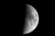 Closeup of a half-moon illuminating the dark night sky