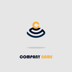 Canvas Print - Minimalistic logo icon design and company name isolated on a gray backgroun