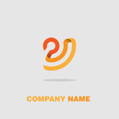 Poster - Minimalistic logo icon design and company name isolated on a gray background