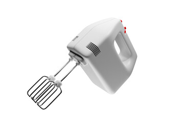 White hand mixer with red buttons 3d render