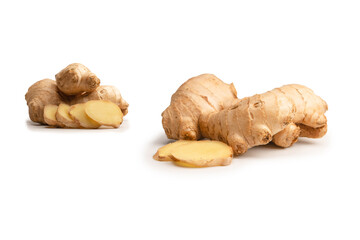 Wall Mural - Ginger root isolated on white background.