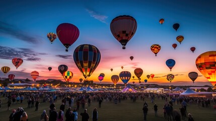 Wall Mural - festive event hot air balloon festival in America. Generative AI