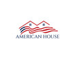 America Flag House Property Logo Design Template