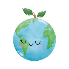world watercolor emotion element ,world environment day, save the world, earth day, on white backgro