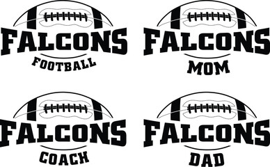 Wall Mural - football - falcons is a sports team design that includes text with the team name and a football grap