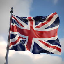 3D Flagge United Kingdom / Großbritannien, Union Jack, Illustration. Generative AI