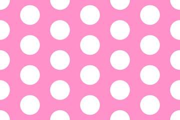 barbie style. seamless vector pattern with classic white peas on a pink background. cotton fabric fo