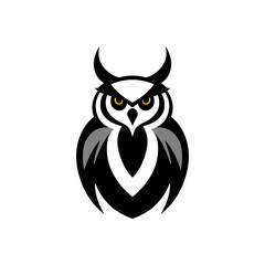 Wall Mural - simple minimalist symmetrical owl logo vector illustration template design