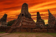 Ayutthaya Historical Park, ancient and beautiful temple in Ayutthaya period (Wat Chaiwatthanaram), Thailand
