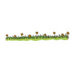 green grass with flower border illustration for decoration on natural scenes and meadow landscape concept.