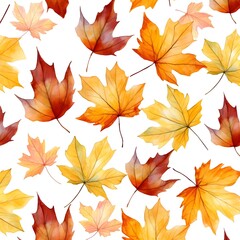 Canvas Print - Spring abstraction of yellow-orange leaves and various little things. Leaves on a white background
