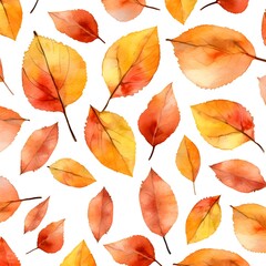 Canvas Print - Spring abstraction of yellow-orange leaves and various little things. Leaves on a white background
