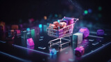 Fototapeta  - Handel ecommerce pełen koszyk internetowy - Ecommerce full online shopping cart - AI Generated