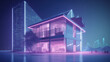 Smart home w futurystycznym oświetleniu - Smart home in futuristic lighting - AI Generated