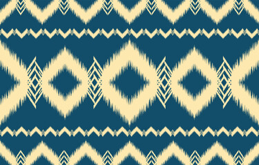 Wall Mural - fabric ikat seamless pattern geometric ethnic traditional embroidery style.Design for background,carpet,mat,sarong,clothing,Vector illustration.