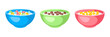 Breakfast cereal in bowls. Image of healthy food.