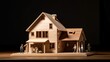 The maquette model of a wooden house showcases two different family sizes, emphasizing diverse concepts of home affordability and wealth level concept. Generative AI. Digital Art Illustration