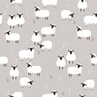 Seamless pattern with white sheeps. Cute farm print. Vector hand drawn illustration.