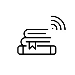 Wall Mural - electronic library icon. stack of books with wi-fi symbol. pixel perfect, editable stroke icon