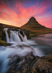  Vibrant Sunset at Kirkjufell, famous attraction in Iceland