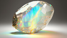 Australian Precious Opal Stone White Background AI Generated Image