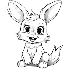 Rabbit, colouring book for kids, vector illustration