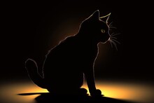 Cartoon Anime Cat Silhouette, Cute Black Cat