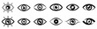 Set eye icons, vision blue signs – vector