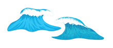 A Pair Of Blue Ocean Rushing Waves Vector Illustration