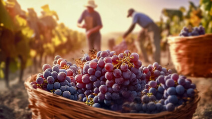 Harvest of grapes. Close-up. Generative AI