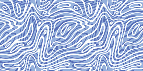 Aufkleber - Water Ripple Texture. Vector Seamless Pattern with Waves. Abstract Illustration of Water Surface, River Splash and Blue Water Pool Bottom
