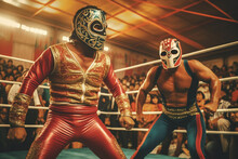 Two Lucha Libre Wrestlers In The Ring.