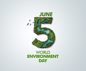 Beat plastic pollution - World Environment day 2023 concept 3d design. Happy Environment day, 05 June. World map with Environment day text 3d background illustration. 
