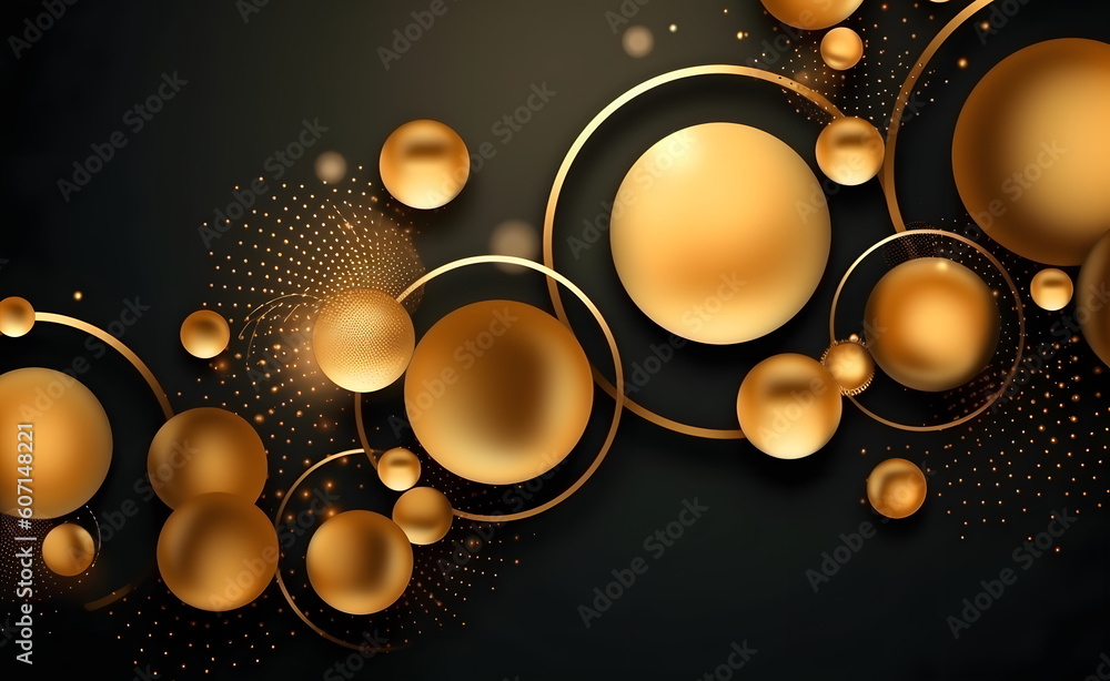 Mesmerizing Circle Fusion: Gold circles with black dots and shimmering ...