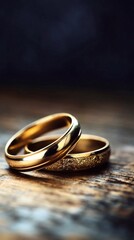 Wedding rings on dark background with AI generation